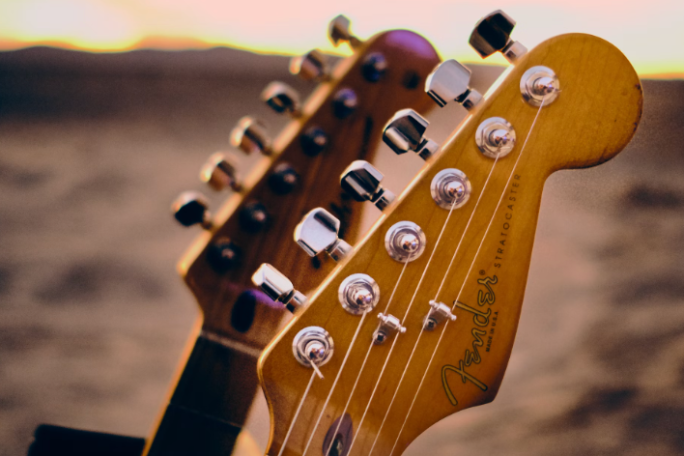 a close up of a guitar